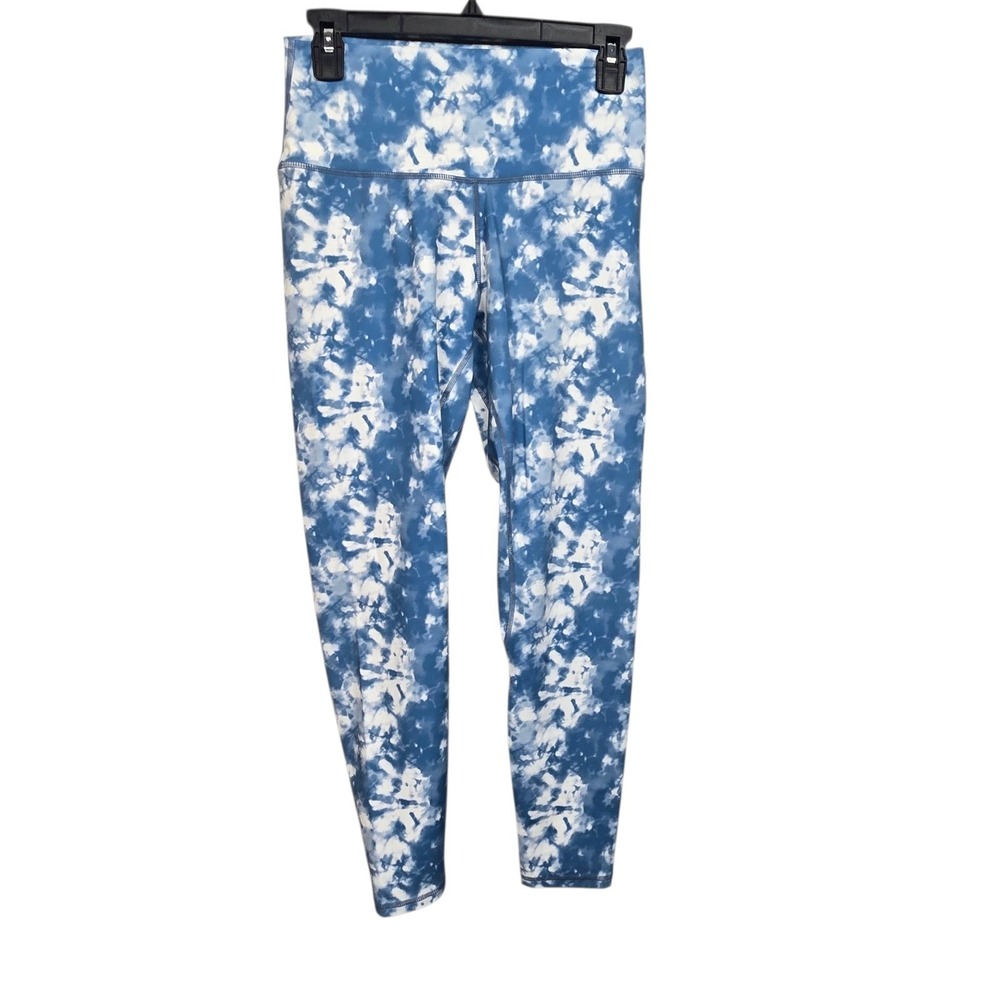 Yunoga Womens Blue White Tie Dye High Waist Activewear‎ Leggings  L